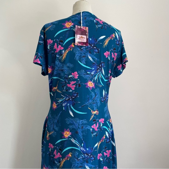 BNWT Joe Browns Blue Floral Wrap Effect Dress Short Sleeve Sz UK 18 Summer - Picture 5 of 9
